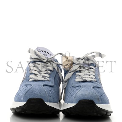 CHANEL SNEAKERS FABRIC & SUEDE KIDSKIN BLUE & WHITE G39074 Y55825 K4274